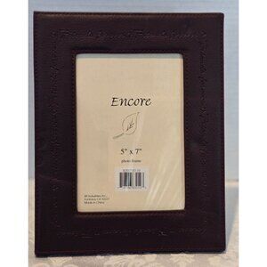 Encore Brown Leather w Glass Cover 5" x 7"" "My Family" Picture Frame Vintage 19
